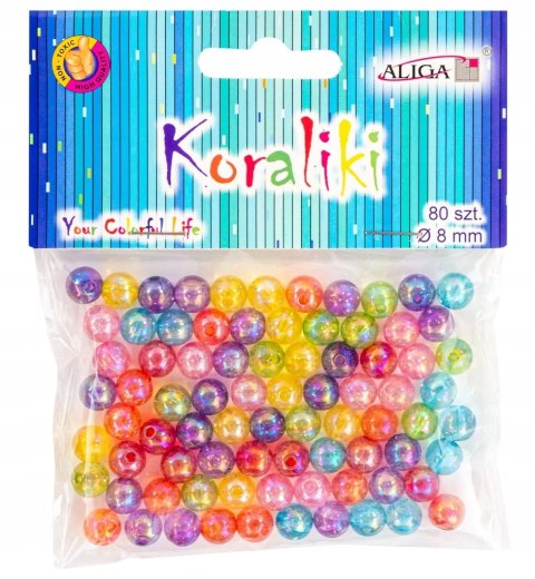 Korale Koraliki Plastikowe Kolorowe Perłowe Dekoracyjne Ozdobne 80 sztuk Korale Koraliki Plastikowe Kolorowe Perłowe Dekoracyjne Ozdobne 80 sztuk