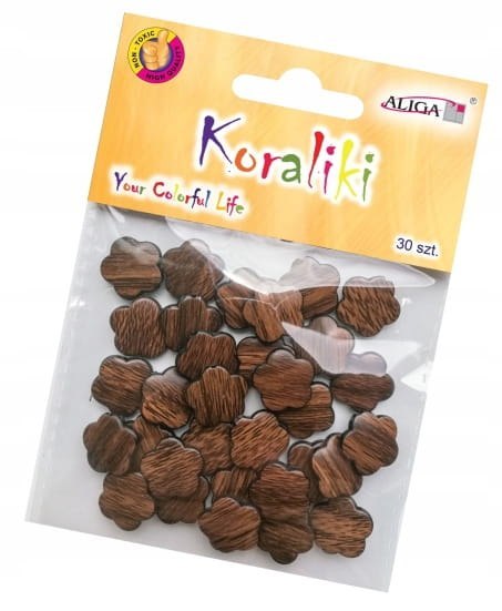 Koraliki Kwiatki Kwiaty Imitacja Drewna Brązowe Dekoracyjne Ozdobne 30 szt. Koraliki Kwiatki Kwiaty Imitacja Drewna Brązowe Dekoracyjne Ozdobne 30 szt.