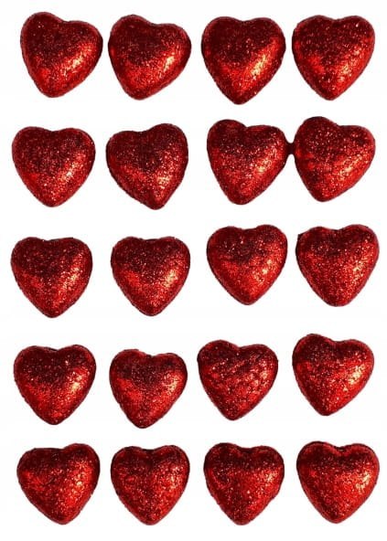 Serca Styropianowe Brokatowe Czerwone Dekoracyjne Scrapbooking 2cm 20 sztuk Serca Styropianowe Brokatowe Czerwone Dekoracyjne Scrapbooking 2cm 20 sztuk