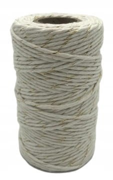 Sznurek do Makramy Bawełniany Skręcany Naturalny Złota Nitka 60m 2mm