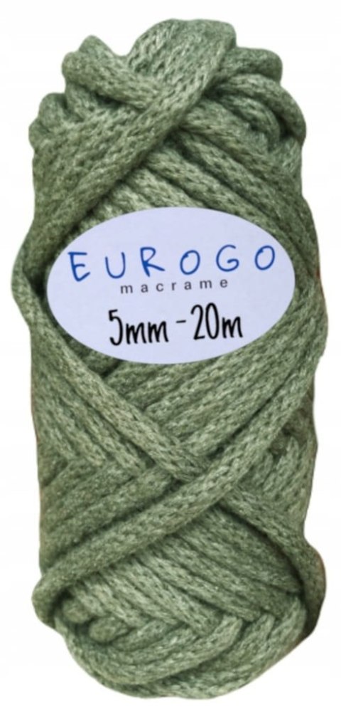 Sznurek do Makramy Pleciony Bawełniany z Rdzeniem Khaki 20m 5mm Sznurek do Makramy Pleciony Bawełniany z Rdzeniem Khaki 20m 5mm