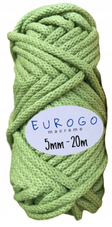Sznurek do Makramy Pleciony Bawełniany z Rdzeniem Pistacja 20m 5mm Sznurek do Makramy Pleciony Bawełniany z Rdzeniem Pistacja 20m 5mm