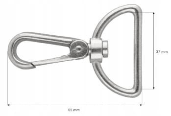 Karabińczyk Brelok Zapięcie do Torebki Torby Plecaka Solidny Nikiel 37mm Karabińczyk Brelok Zapięcie do Torebki Torby Plecaka Solidny Nikiel 37mm