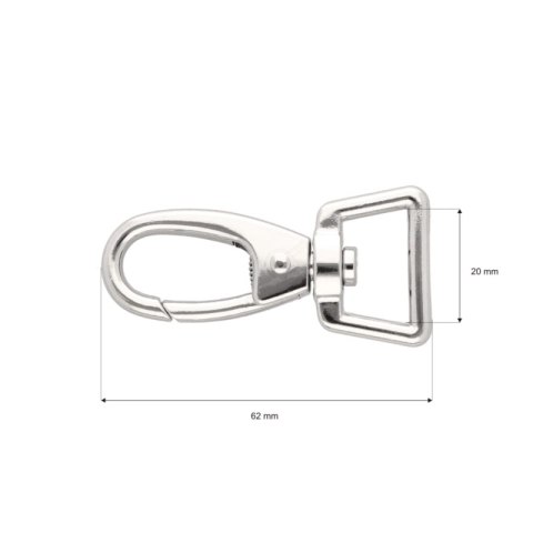 Karabińczyk do Torebki Torby Paska Kluczy Metalowy Baza Nikiel Srebro 20mm Karabińczyk do Torebki Torby Paska Kluczy Metalowy Baza Nikiel Srebro 20mm
