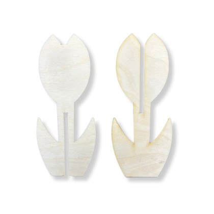 Kwiatek Drewniany Kwiat Stojący Tulipan 3D do Ozdabiania Kolorowania 12 cm