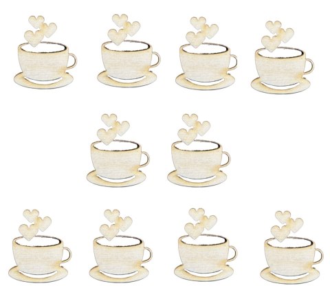 Scrapki Drewniane Filiżanki Kawa Serca Element Dekoracyjny Decor ECO 10szt Scrapki Drewniane Filiżanki Kawa Serca Element Dekoracyjny Decor ECO 10szt