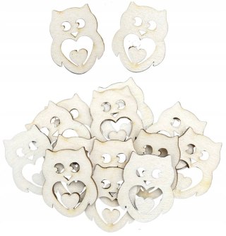 Scrapki Sowy Sklejka Drewniana Naturalna Ekologiczna Decor 3,2x4cm 10 sztuk