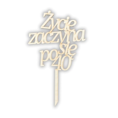 Topper na Tort Dekoracja Urodzinowa 40 Drewniana Napis na Piku Dekor Ozdoba Topper na Tort Dekoracja Urodzinowa 40 Drewniana Napis na Piku Dekor Ozdoba