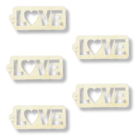 Zawieszka Drewniana Zawieszki Metka Bilecik LOVE Sklejka Dekor ECO 5 sztuk Zawieszka Drewniana Zawieszki Metka Bilecik LOVE Sklejka Dekor ECO 5 sztuk