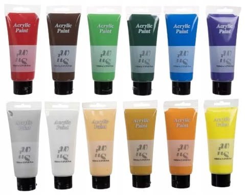 Farby Akrylowe do Malowania Wydajne Zestaw Farb Komplet 12 sztuk 100ml Farby Akrylowe do Malowania Wydajne Zestaw Farb Komplet 12 sztuk 100ml