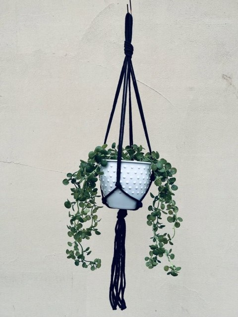 Kwietnik Wiszący na Ścianę Makrama ze Sznurka na Kwiaty Styl BOHO Atrament Kwietnik Wiszący na Ścianę Makrama ze Sznurka na Kwiaty Styl BOHO Atrament