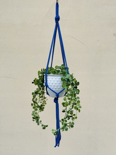 Kwietnik Wiszący na Ścianę Makrama ze Sznurka na Kwiaty Styl BOHO Chabrowy Kwietnik Wiszący na Ścianę Makrama ze Sznurka na Kwiaty Styl BOHO Chabrowy