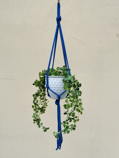 Kwietnik Wiszący na Ścianę Makrama ze Sznurka na Kwiaty Styl BOHO Chabrowy Kwietnik Wiszący na Ścianę Makrama ze Sznurka na Kwiaty Styl BOHO Chabrowy