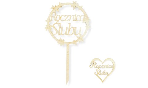 Rocznica Ślubu Prezent na Rocznice Ślubu Topper na Tort Napis Drewniany Eko