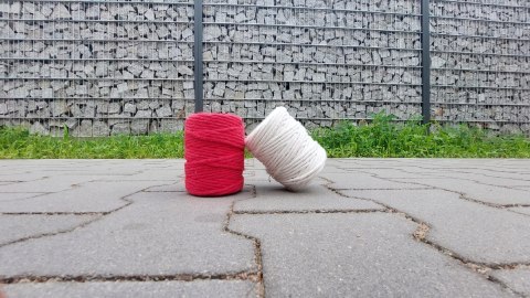 Sznurek Bawełniany Skręcany do Makramy Naturalny Czerwony Kółka Koraliki Drążek Sznurek Bawełniany Skręcany do Makramy Naturalny Czerwony Kółka Koraliki Drążek