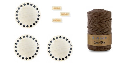 Sznurek Bawełniany z Rdzeniem Brązowy HANDMADE Metki Metka Dno do Koszyka Sznurek Bawełniany z Rdzeniem Brązowy HANDMADE Metki Metka Dno do Koszyka