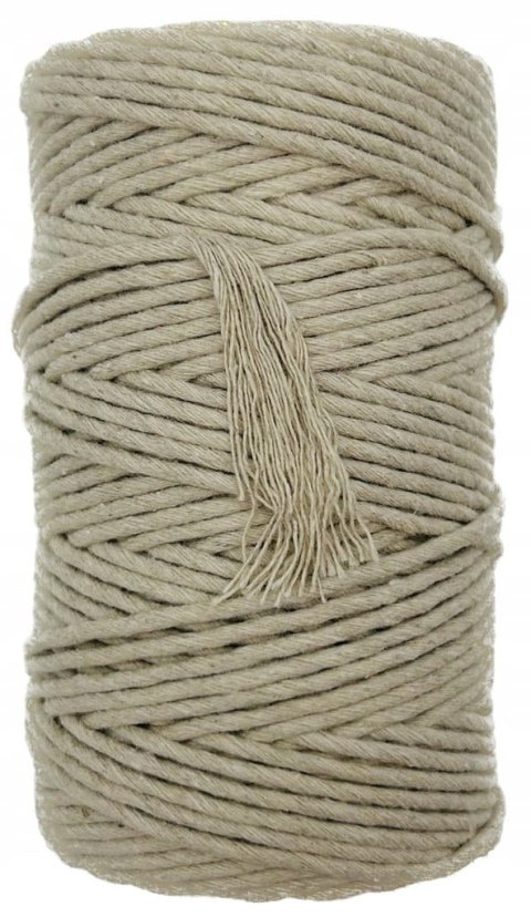 Sznurek do Makramy Bawełniany Skręcany Ekologiczny Jasny Beż 60m 2mm Sznurek do Makramy Bawełniany Skręcany Ekologiczny Jasny Beż 60m 2mm