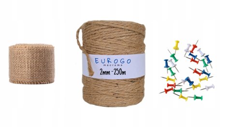 ZESTAW JUTOWY NA START WSTĄŻKA PINEZKI 250m 2mm ZESTAW JUTOWY NA START WSTĄŻKA PINEZKI 250m 2mm
