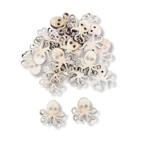 Guziki Ozdobne Drewniane Ośmiornice Guzik Dekor Eko Naturalne 25mm 20 sztuk Guziki Ozdobne Drewniane Ośmiornice Guzik Dekor Eko Naturalne 25mm 20 sztuk