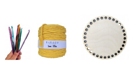 Sznurek Bawełniany 5mm Żółty Skręcany Szydełka Zestaw Baza Dno do Koszyczka Sznurek Bawełniany 5mm Żółty Skręcany Szydełka Zestaw Baza Dno do Koszyczka