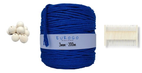 Sznurek do Makramy Bawełniany Skręcany 3mm CHABROWY Koraliki Drewniane 25mm Sznurek do Makramy Bawełniany Skręcany 3mm CHABROWY Koraliki Drewniane 25mm