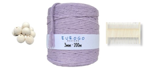 Sznurek do Makramy Bawełniany Skręcany 3mm FIOLETOWY Koraliki Drewniane Eko Sznurek do Makramy Bawełniany Skręcany 3mm FIOLETOWY Koraliki Drewniane Eko