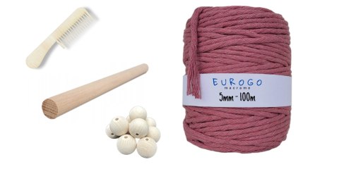 Sznurek do Makramy Skręcany Bawełniany Brudny Róż 5mm Drążek Drewniany 16mm Sznurek do Makramy Skręcany Bawełniany Brudny Róż 5mm Drążek Drewniany 16mm