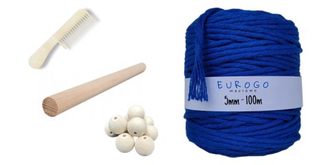Sznurek do Makramy Skręcany Bawełniany Chabrowy 5mm Koraliki Drewniane 25mm Sznurek do Makramy Skręcany Bawełniany Chabrowy 5mm Koraliki Drewniane 25mm