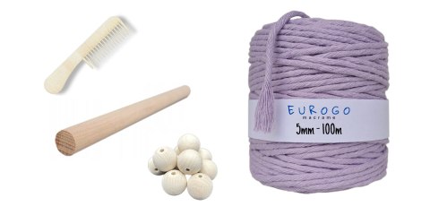 Sznurek do Makramy Skręcany Bawełniany Fioletowy 5mm Koraliki Drewniane Eko Sznurek do Makramy Skręcany Bawełniany Fioletowy 5mm Koraliki Drewniane Eko