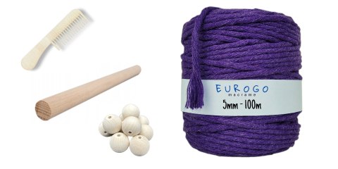 Sznurek do Makramy Skręcany Bawełniany Lawendowy 5mm Grzebień do Sznurka Sznurek do Makramy Skręcany Bawełniany Lawendowy 5mm Grzebień do Sznurka
