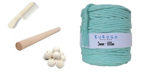 Sznurek do Makramy Skręcany Bawełniany Miętowy 5mm Drążek Grzebień Koraliki Sznurek do Makramy Skręcany Bawełniany Miętowy 5mm Drążek Grzebień Koraliki