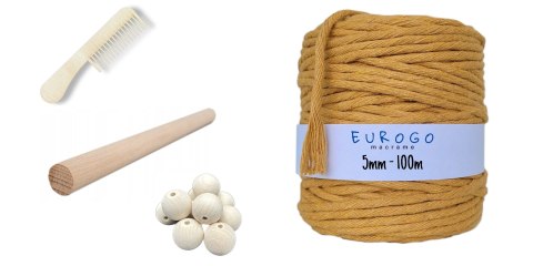 Sznurek do Makramy Skręcany Bawełniany Musztardowy 5mm Grzebień do Sznurka Sznurek do Makramy Skręcany Bawełniany Musztardowy 5mm Grzebień do Sznurka