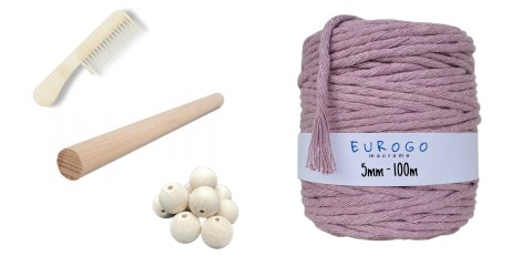 Sznurek do Makramy Skręcany Bawełniany Wrzosowy 5mm Koraliki Drewniane 25mm Sznurek do Makramy Skręcany Bawełniany Wrzosowy 5mm Koraliki Drewniane 25mm