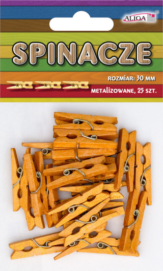 Klamerki Spinacze Uniwersalne Drewniane Dekoracyjne Ozdobne Metalizowane