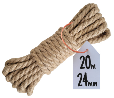 Lina Jutowa Skręcana 24mm 20m Dekoracyjna Żeglarska na Drapak dla Kota ECO Lina Jutowa Skręcana 24mm 20m Dekoracyjna Żeglarska na Drapak dla Kota ECO