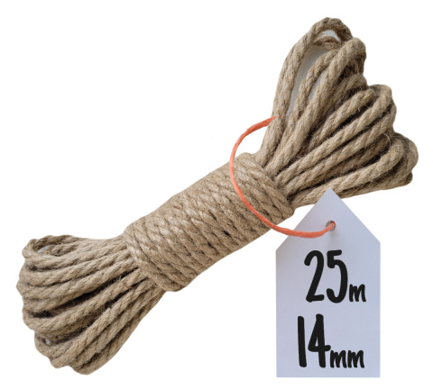Lina Jutowa Skręcana Sznur na Drapak dla Kota Żeglarska Budowlana 14mm 25m Lina Jutowa Skręcana Sznur na Drapak dla Kota Żeglarska Budowlana 14mm 25m