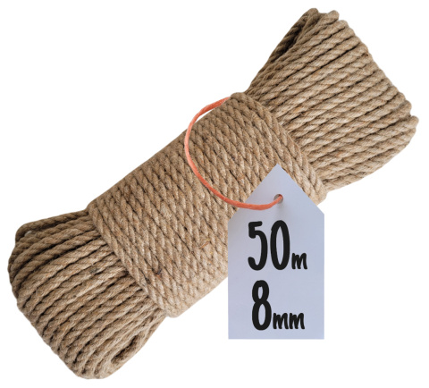 Lina Jutowa Skręcana Sznur na Drapak dla Kota Żeglarska Budowlana 8mm 50m Lina Jutowa Skręcana Sznur na Drapak dla Kota Żeglarska Budowlana 8mm 50m