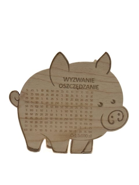 Skarbonka Świnka Wykreślana Drewniana PL Producent WYZWANIE OSZCZĘDZANIE Skarbonka Świnka Wykreślana Drewniana PL Producent WYZWANIE OSZCZĘDZANIE