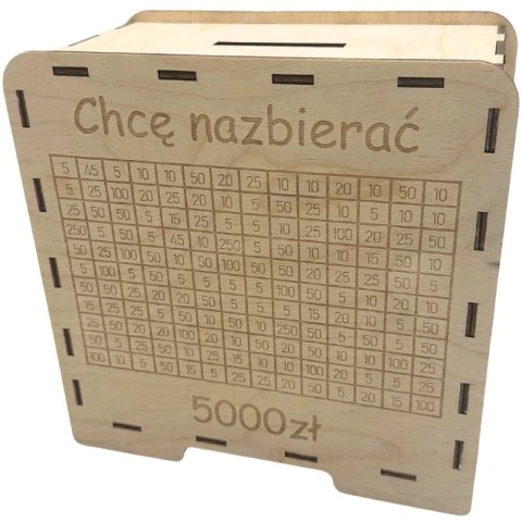 Skarbonka Wykreślana Drewniana CHCĘ NAZBIERAĆ 5000 zł Polski Producent Eko Skarbonka Wykreślana Drewniana CHCĘ NAZBIERAĆ 5000 zł Polski Producent Eko