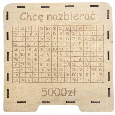Skarbonka Wykreślana Drewniana CHCĘ NAZBIERAĆ 5000 zł Polski Producent Eko Skarbonka Wykreślana Drewniana CHCĘ NAZBIERAĆ 5000 zł Polski Producent Eko