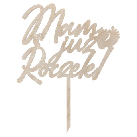 Topper na Tort Napis Drewniany Mam już Roczek Grafika Stópki Dekor Dodatek Topper na Tort Napis Drewniany Mam już Roczek Grafika Stópki Dekor Dodatek