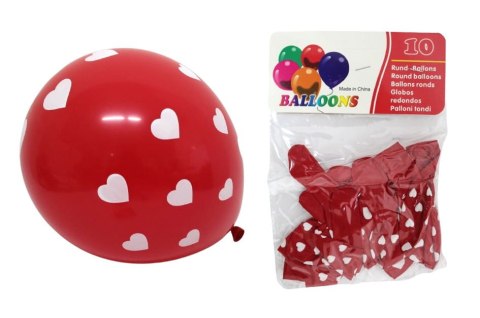 Balony Lateksowe Czerwone w Białe Serduszka Walentynki Zaręczyny 10 sztuk Balony Lateksowe Czerwone w Białe Serduszka Walentynki Zaręczyny 10 sztuk