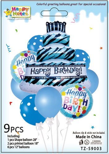 Balony na Urodziny Lateksowe Foliowe HAPPY BIRTHDAY Niebieskie 9 sztuk Balony na Urodziny Lateksowe Foliowe HAPPY BIRTHDAY Niebieskie 9 sztuk