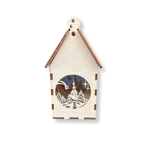 Lampion Drewniany Świąteczny Dom Domek ZIMOWE MIASTO Zawieszany Otwierany Lampion Drewniany Świąteczny Dom Domek ZIMOWE MIASTO Zawieszany Otwierany