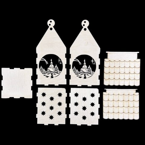 Lampion Drewniany Świąteczny Dom Domek ZIMOWE MIASTO Zawieszany Otwierany Lampion Drewniany Świąteczny Dom Domek ZIMOWE MIASTO Zawieszany Otwierany