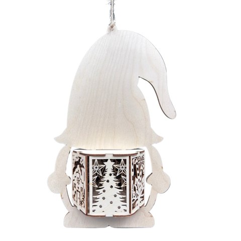 Lampion Drewniany Świąteczny Skrzat Gnom Zawieszany Dekoracja Ozdoba Dekor Lampion Drewniany Świąteczny Skrzat Gnom Zawieszany Dekoracja Ozdoba Dekor