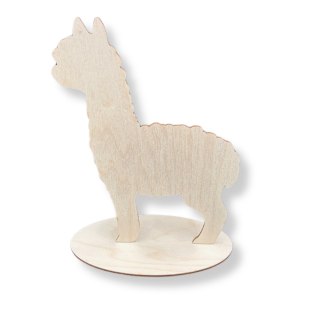 Alpaka na Podstawce Figurka Drewniana Dekoracja Stojąca Zwierzę Dekor 15 cm