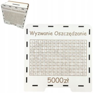 BIAŁA Skarbonka Wykreślanka TWÓJ NAPIS I KWOTA Płyta HDF Pomysł na Prezent