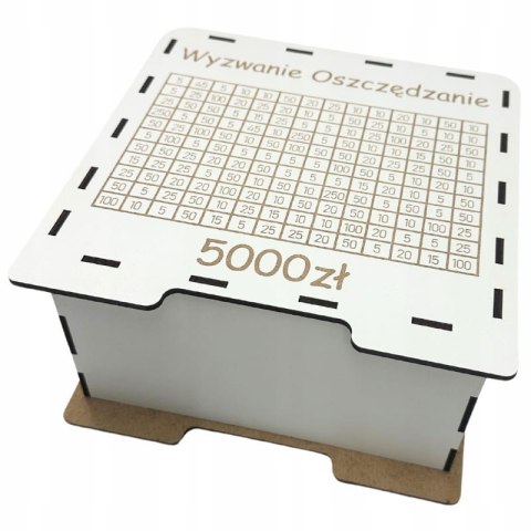 BIAŁA Skarbonka Wykreślanka TWÓJ NAPIS I KWOTA Płyta HDF Pomysł na Prezent