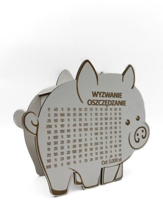BIAŁA Świnka Skarbonka Płyta HDF Pomysł na Prezent Dekor TWÓJ NAPIS I KWOTA